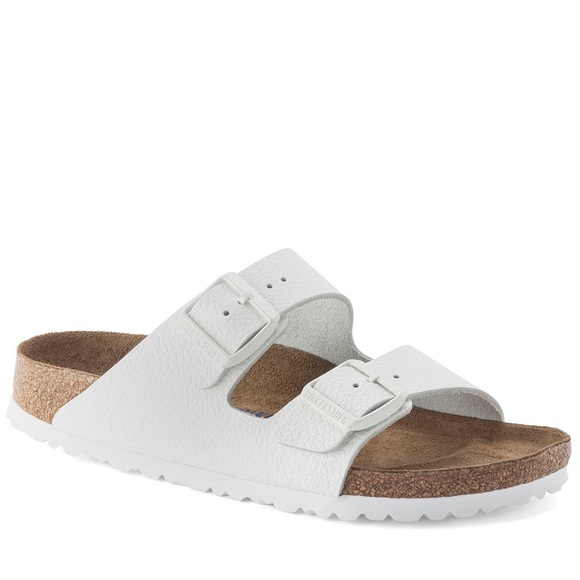 BIRKENSTOCK WOMEN'S ARIZONA SOFT FOOTBED WHITE LEATHER SANDAL, 7-7.5US / 38EU - Picture 2 of 8